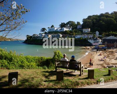 A view of South Sands beach, Salcombe, Devon. Stock Photo