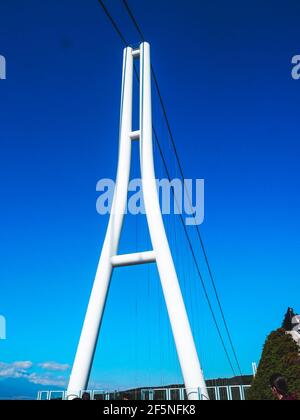 Beautiful Mishima skywalk with blue sky in japan Stock Photo