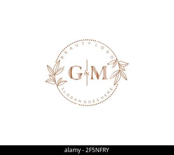 GM Letters Beautiful Floral Feminine Editable Premade Monoline Logo  Suitable For Spa Salon Skin Hair Beauty Boutique And Cosmetic Company.  Royalty Free SVG, Cliparts, Vectors, and Stock Illustration. Image  186732363.