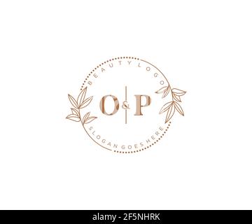 OP letters Beautiful floral feminine editable premade monoline logo ...