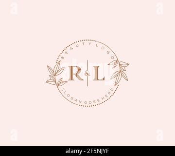 RL letters Beautiful floral feminine editable premade monoline logo ...