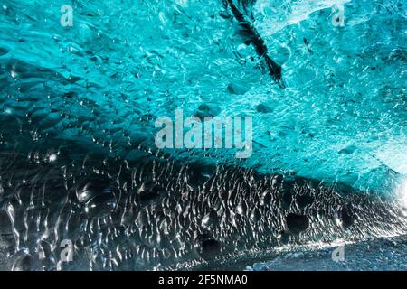 Beautiful Ice cave Sapphire in Breidamerkurjokull glacier in Vatnajokull National park Stock Photo