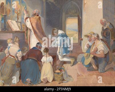 Fridolin Assists with the Holy Mass. Peter Fendi (Austrian, 1796 - 1842) Stock Photo