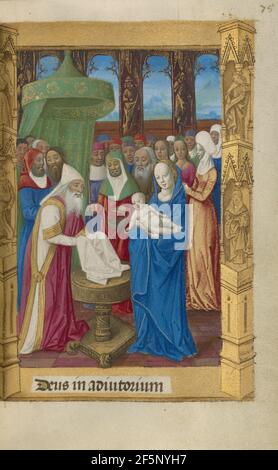 The Presentation in the Temple. Master of Guillaume Lambert (French, active about 1475 - 1485) Stock Photo