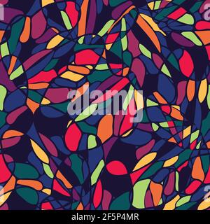 Seamless vector pattern with colourful pieces. Simple mosaic design background. Rainbow wallpaper. Stock Vector