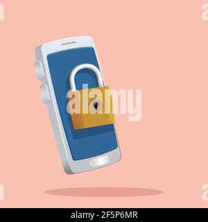 Vector illustration of security concept with locked and unlocked pad ...