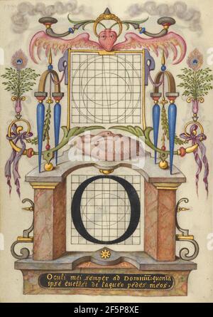 Guide for Constructing the Letter O. Joris Hoefnagel (Flemish / Hungarian, 1542 - 1600) Stock Photo