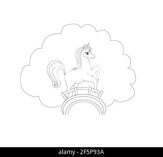 cute unicorn - coloring  book character, isolated from background Stock Vector