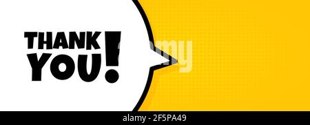 Speech bubble banner with Thank you text. Loudspeaker. Poster for business, marketing and advertising. Vector on isolated background. EPS 10. Stock Vector
