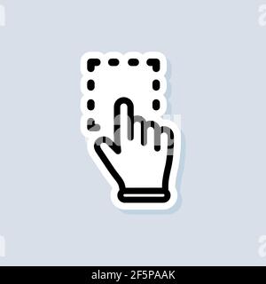 Click mouse pointer sticker. Clicking finger icon, cursor. Hand pointer, clicking icons. Vector on isolated white background. EPS 10. Stock Vector
