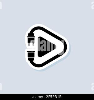 Play and plug sticker. Electric. Power cord. Technology icons. Vector on isolated white background. EPS 10. Stock Vector