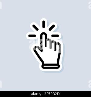 Hand cursor sticker. Clicking cursor icon. Clicking finger icon, hand pointer. Vector on isolated white background. EPS 10. Stock Vector