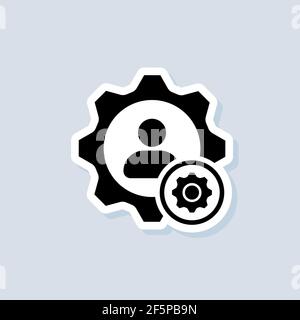 Professional services with setting icon sticker. Setup, manage, management. Gear settings icons. Vector on isolated white background. EPS 10. Stock Vector