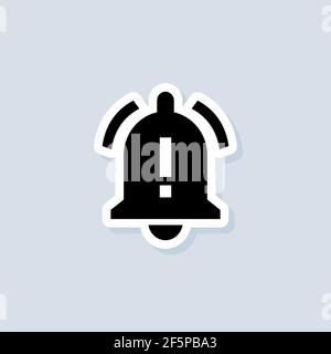 Notification sticker. Bell notification and sound icons. Notification bell icon for incoming inbox message. Bell ring for alarm clock. Vector on isola Stock Vector