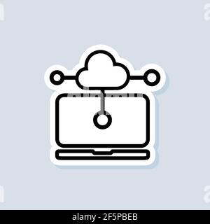Cloud Storage sticker. Data protection cloud storage. Cloud computing, cloud backup, data network internet web connection. Saving information. Vector Stock Vector