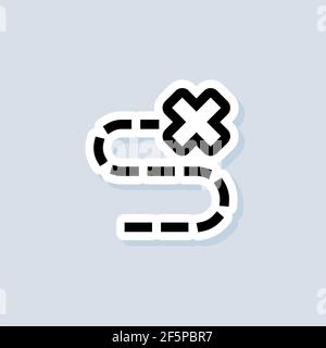 Treasure map hidden location marked sticker. Travel navigation line icon. Track distance. Destination icon. Route location. Map Location. Vector on is Stock Vector