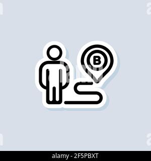 Destination sticker. Route location. Map Location icon. Map pin, direction, paths navigation. Vector on isolated background. EPS 10. Stock Vector
