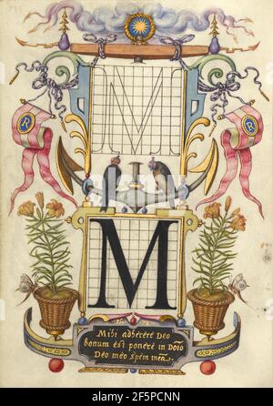 Guide for Constructing the Letter M. Joris Hoefnagel (Flemish / Hungarian, 1542 - 1600) Stock Photo