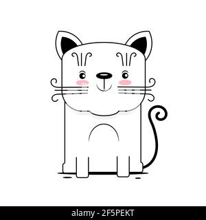 Cute cat vector design.Children illustration for School books and more.Meow slogan. Animal Stock Vector