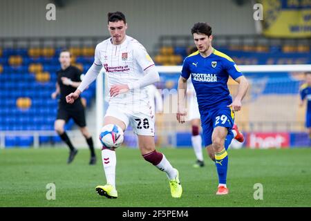 LONDON, UK. MARCH 27TH Lloyd Jones of AFC Wimbledon controls the ball during the Sky Bet League 1 match between AFC Wimbledon and Northampton Town at the Plough Lane, Wimbledon on Saturday 27th March 2021. (Credit: Federico Maranesi | MI News) Credit: MI News & Sport /Alamy Live News Stock Photo