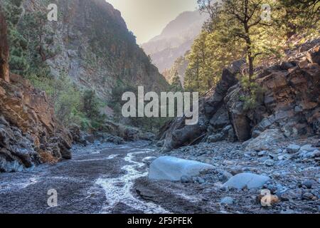 Barranco de Las Angustias at caldera de Taburiente at La Palma, Canary islands, Spain. Stock Photo