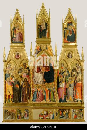 Polyptych with Coronation of the Virgin and Saints. Cenni di Francesco di Ser Cenni (Italian (Florentine), active 1369/1370 - 1415) Stock Photo