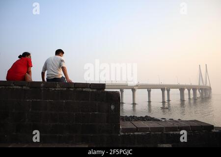 The Bandra-Worli Sealink Bridge in Mumbai, India Stock Photo
