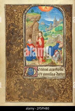 Christ Appearing to Saint Peter; The Conversion of Saint Paul. Lieven van Lathem (Flemish, about 1430 - 1493) Stock Photo