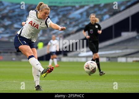 London, UK. 27th Mar, 2021. Rianna Dean of Tottenham Hotspur Women takes a shot at goal. Barclays Women's super league match, Tottenham Hotspur Women v Arsenal Women at the Tottenham Hotspur Stadium in London on Saturday 27th March 2021 . this image may only be used for Editorial purposes. Editorial use only, license required for commercial use. No use in betting, games or a single club/league/player publications.pic by Steffan Bowen/Andrew Orchard sports photography/Alamy Live News Credit: Andrew Orchard sports photography/Alamy Live News Stock Photo