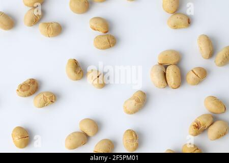 parched soy beans isolated on white background Stock Photo