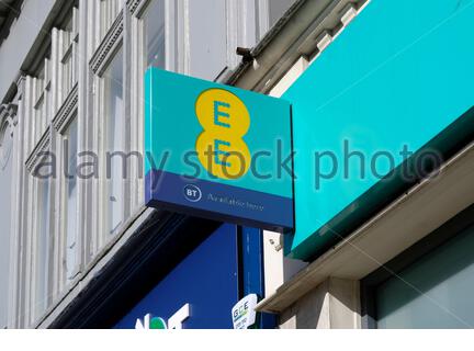 EE Sign, mobile network operator and internet service provider, Princes Street, Edinburgh Scotland Stock Photo