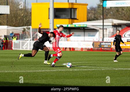 Crawley, UK. 27th March, 2021. Jack powell defends for Crawley *** during the Crawley Town vs Port Vale Sky Bet League 2 match at Broadfield Stadium, Crawley, England on the 27th of March 2021. Picture by Jamie Evans Credit: Jamie Evans-uk sports images ltd/Alamy Live News Stock Photo