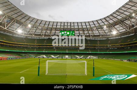 Aviva Stadium, Dublin, Leinster, Ireland. 27th Mar, 2021. 2022 World Cup Qualifier, Ireland versus Luxembourg; General view of the empty Aviva Stadium ahead of the match between Republic of Ireland and Luxembourg due to the pandemic Credit: Action Plus Sports/Alamy Live News Stock Photo