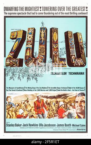 Zulu (1964) directed by Cy Endfield and starring Michael Caine, Stanley Baker, Jack Hawkins, James Booth and Ulla Jacobsson. Epic account of the Battle of Rorke's Drift in the Anglo-Zulu War where around 150 British soldiers battled with 3-4000 Zulu warriors. Stock Photo