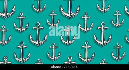 mint green anchor wallpaper