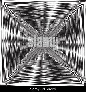 Intersected trajectory swirl piramyd stellar perspective  illusion abstract background black on transparent Stock Vector