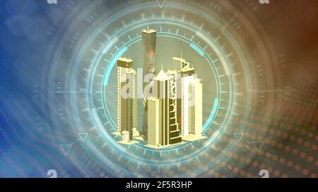 city stress - urban district renders, cg industrial 3d illustration ...