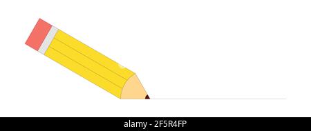 Yellow pencil drawing straight line Illustration isolated Stock Vector