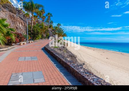 Seaside promenade at Playa de Matorral at Morro Jable, Fuerteventura, Canary islands, Spain. Stock Photo