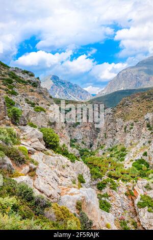 Beautiful mountain landscape of The Kourtaliotiko Gorge on Crete island, Greece Stock Photo