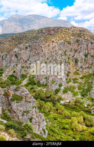 Beautiful mountain landscape of The Kourtaliotiko Gorge on Crete island, Greece Stock Photo