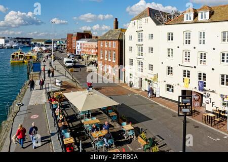 Poole, Dorset / UK - October 14 2020: The Quay at Poole Harbour in Dorset, England, UK Stock Photo