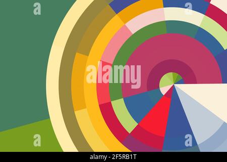 Abstract texture of multicolor circle layers with mixed parts Stock Photo