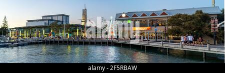 Christmas lights decorating the foreshore at Mandurah, Western Australia. Stock Photo