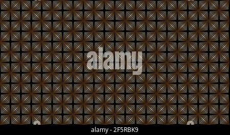 Psychedelic three-dimensional black with gold lines background, optical illusion Stock Vector