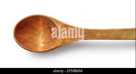empty wooden spoon isolated on white background, top view Stock Photo