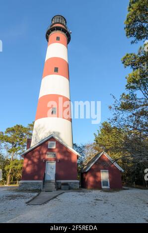 Assateague Lighthouse along the Chincoteague Island coastline in Virginia, MD Stock Photo