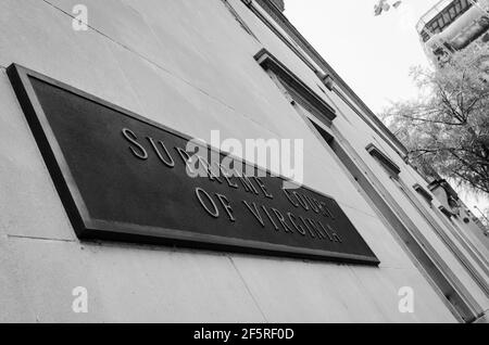 The sign identifying the Supreme Court of Virginia, in Richmond, Virginia, USA. Stock Photo
