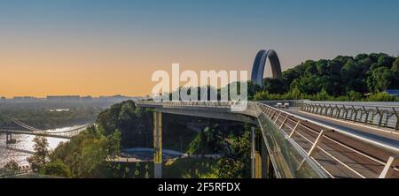 Pedestrian glass bridge in Kyiv, Ukraine Stock Photo