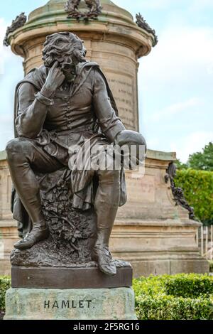 Closeup of Sir Ronald Gower's statue of Hamlet in Stratford-upon-Avon, England, UK Stock Photo
